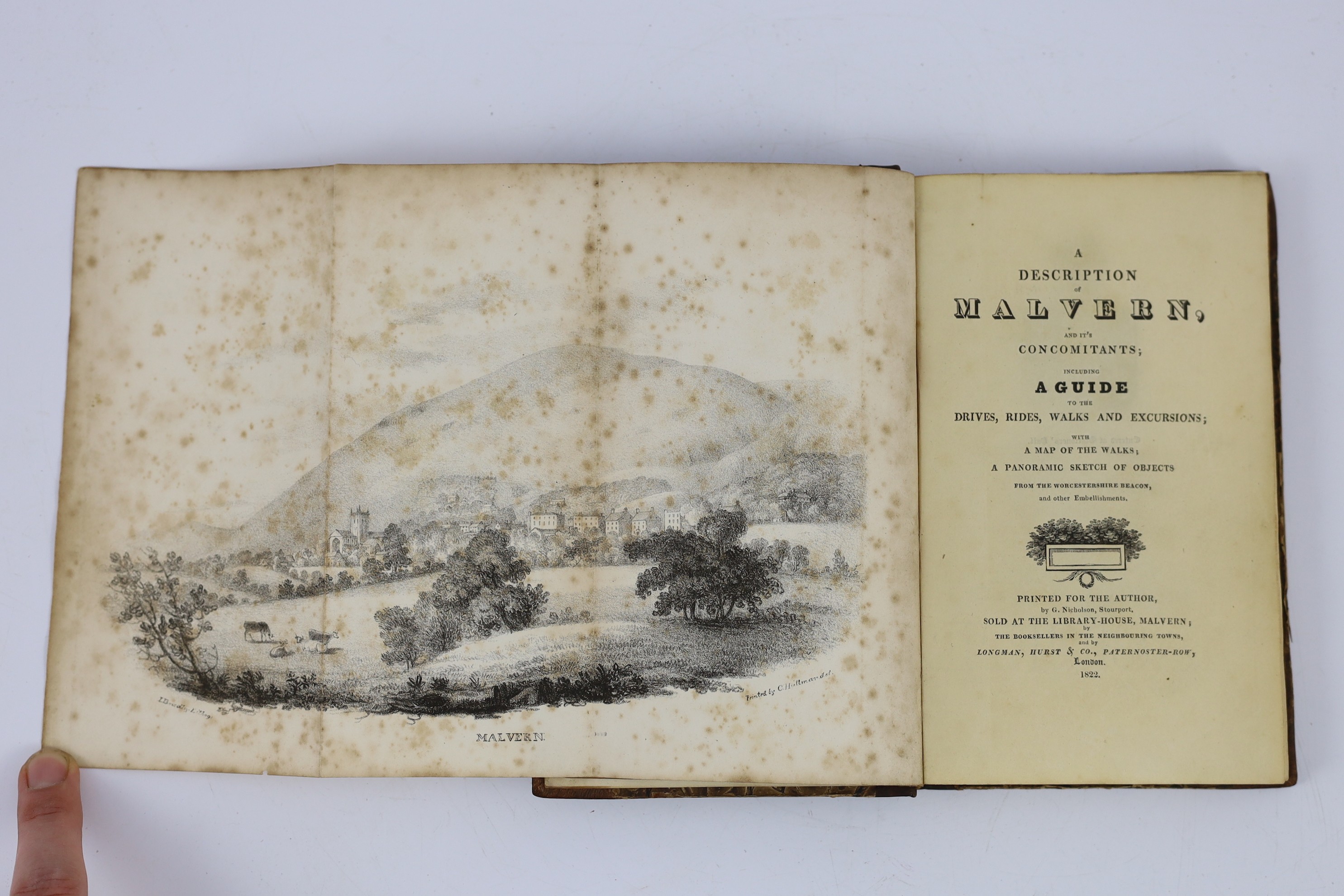 WORCS: (Southall, Mary) A Description of Malvern, and it's Concomitants; including a guide to the drives, rides, walks and excursions ... folded frontis., 5 lithographed plates, folded plan and folded map